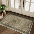 Moody 3x4 Rugs for Entryway Indoor, Distressed Medallion Door Mat Indoor Entrance, Washable Non Slip Low Pile Thin Small Carpet Rug for Kitchen/Bedroom/Bathroom/Laundry Room, Multi Brown/Olive