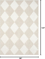 Abani Cream Area Rug for Living Room, Bedroom - Diamond Pattern - 8 x 10 -Durable & Easy to Clean