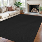 Braided Area Rug 6x9 Ft Washable Rugs for Living Room Non Slip Bedroom Rugs Boho Dining Room Rug Cotton Living Room Woven Floor Carpet for Nursery Playroom, Black/Grey