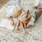 5x7 Area Rugs Blue Ivory Low Pile Indoor Washable Trendy Faded Style Rugs for Bedroom Living Room Dining Room Foldable Non-Slip Thin Print Mat