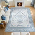 SOULFUL Medium Pile 4x6 Rugs for Living Room - Soft Foot Feel Area Rug - Mist Blue Boho Floral - Washable Non-Slip - Perfect for Bedroom Kids Room Under Dining Table Office