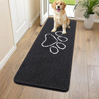 Smiry Dog Door Mat for Muddy Paws, Absorbent Dirt Trapper Non Slip Quick Dry Washable Chenille Mat for Mud Dogs, Entry Rug for Indoor and Outdoor (59x24 Inches, Black and White)