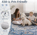 tchdio 5x7 Area Rugs for Living Room, Vintage Non Slip Washable Rug, Soft Low Pile Area Rug Large Floor Indoor Carpet for Bedroom, Dining Room, Office (Blue, 5'x7')