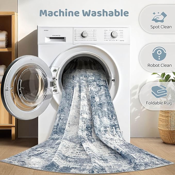 8x10 Area Rugs Living Room: Washable Large Abstract Soft Rug Stain Resistant Indoor Non-Slip Carpet for Men Modern Home Enthusiasts Aged 25-45 - High Traffic Areas - Bedroom Office Playroom