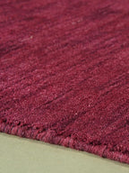 Hand Knotted Loom Wool ECO-Friendly Area Rugs - 2'6''x10', Runner, Dark Red Color, Solid Plain Design, High Pile Handmade Anti Skid Area Rugs for Living Room, Bed Room (L00111)