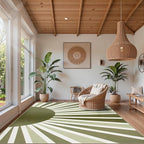 Lahome Green Area Rug: 5'x7 'Ultra-Thin Machine Washable & Non-Slip with Cute Boho Rainbow Sun Print for Living Room, Nursery, Bedroom, Entryway & Office