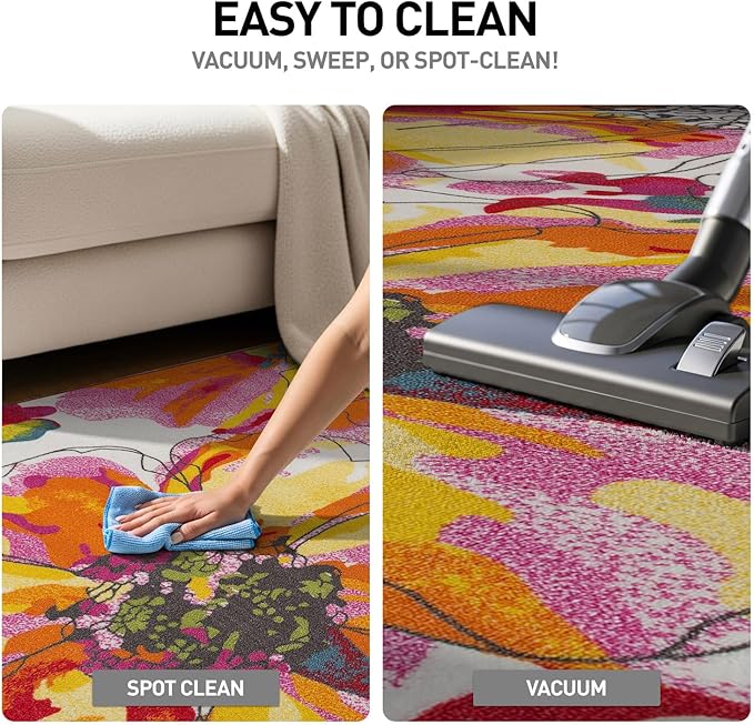 Rugshop Multi Bright Flowers Non Slip Non-Shedding Runner Rug for Hallway, Corridor and Kitchen, 2'7" x 12'