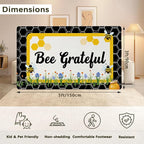 Bee Grateful Rug for Living Room 3x5, Low Pile Non-Slip Backing, Machine Washable Easy Fold Rug for Home, Office, Dorm Room
