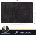 PURRUGS Easy Care Area Rug 4ft x 6ft, Non-Slip Machine Washable Entryway Rug, Dog Door Mat, Stain Resistant Accent Rug for Hallway, Living Room, Bedroom and Mudroom, Charcoal