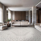 Modern Micro Loop Indoor Area Rugs for Living Room Bedroom Kitchen Geometric Trellis White 8x10 Luxury Durable Low and High Pile Non-Shedding Stain Resistant Soft Area Carpet 8 x 10