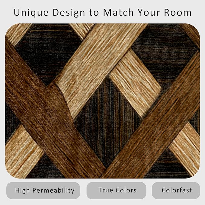 Checkered Rug Small, Washable 2x3 Throw Rug for Entryway, Wood Grain Patterned Indoor Door Mat, Checkered Geometric Decor for Home, Bedroom, Soft Non Slip Thin Design FER22