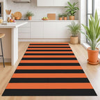 KOZYFLY Striped Outdoor Rug 4x6 Ft Orange and Black Halloween Fall Hand Woven Area Rug Washable Outdoor Doormats Indoor Entrance Mat for Front Door Kitchen Entryway Patio Front Porch Decor