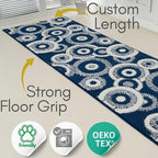25 ft Extra Long Blue Hallway Runner Rug | Non-Slip & Machine Washable | Custom Cut to Size 2'3" x 25' (Runner) | REMNAZ