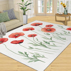 Little Red Flower Rugs for Bedroom - 6x8 Area Rug - Abstract 3D Flowers Rugs for Living Room, Modern Simple Art Rug, Non-Slip Washable Home Decor Carpet