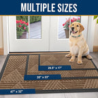 Kitinjoy Front Door Mat Outside Entrance, Sturdy Natural Dirt Trapper, Heavy Duty Rubber Doormat, Low Profile Non-Slip Backing, Easy Clean Mat for Indoor Outdoor, 47X23 Inch, Coffee