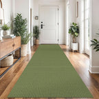 Braided Runner Rug 3x12 Ft Washable Runners for Hallways Non Slip Rubber Backed Kitchen Runners Cotton Long Entryway Runner Indoor, Woven Carpet for Hall Kitchen Entryway, Green