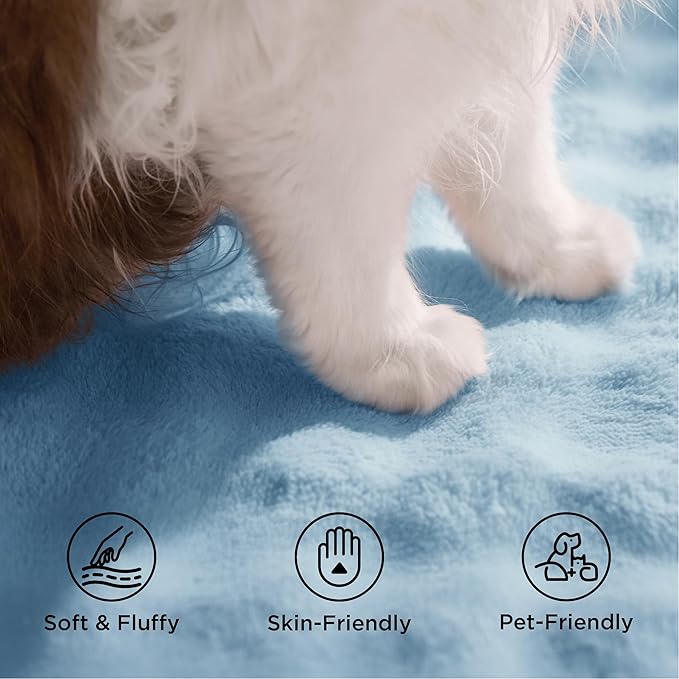 Bedsure 8x10 Fluffy Area Rugs for Living Room, Machine Washable Rugs, Non-Slip Backing, Non-Shedding, Pet Friendly Throw Rug for Bedroom Dining Room, Rug for Kids Room, Celestial Blue