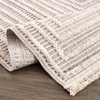 Hauteloom Lunao Farmhouse Living Room Bedroom Moroccan Square Pattern Abstract Area Rug - Soft Shaggy High Low Carpet - High Pile - Bohemian, Boho - Gray, Brown, Beige, Cream - 5'3" x 7'