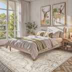 Lahome Boho Animal Washable Rugs for Living Room 8x10, Beige Soft Rugs for Bedroom, Botanical Large Boho Non Slip Dining Room Carpet for Under Table Office Kids Playroom (8x10ft,Beige)