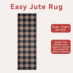 Tangsoo Checkered Easy Jute Runner Rug for Hallways,2x6 Washable Non-Slip Carpet Runner for Kitchen Bedroom Laundry Entryway Modern Black Grey Indoor Outdoor Floor Mat