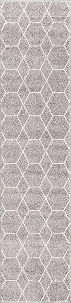 Unique Loom Trellis Frieze Collection Area Rug - Geometric (2' x 8' 8" Runner, Light Gray/ Ivory)