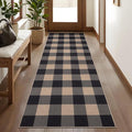 Tangsoo Checkered Easy Jute Runner Rug for Hallways,2x6 Washable Non-Slip Carpet Runner for Kitchen Bedroom Laundry Entryway Modern Black Grey Indoor Outdoor Floor Mat