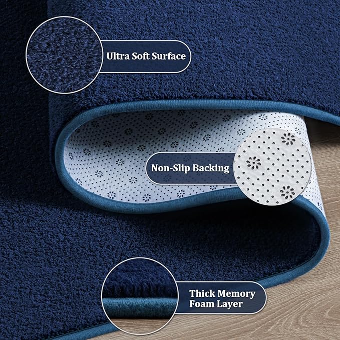 Large Modern Area Rugs for Living Room Bedroom, 5x8 Feet Navy Blue Ultra Soft Solid Thickened Memory Foam Indoor Minimalist Carpets, Non-Slip Comfy Rugs for Boys Girls Nursery Kids Room Home Décor