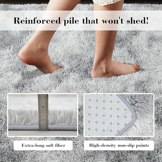 Soft Runner Rugs for Bedroom, Mottling Grey 2x8 Runners for Hallways Fluffy Rug Area Rug, Bedside Rug for Living Room Bedroom Kids Room Home Decor