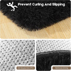 Black 8x10 Area Rugs for Living Room Bedroom, Fluffy Large Rug Soft Shag Non-Slip Carpet for Kids Boys and Girls Room Dorm Home Decor (8ft x 10ft)