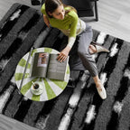 Zentavio Area Rugs for Living Room Rugs for Bedroom 4x6 Carpet Fluffy Fuzzy Soft Shag Aesthetic Plush High Pile Throw Rug for Nursery Kids Room Dorm Vertical Stripes Black White