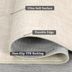 RUGSREAL Area Rug 5x7 Machine Washable Area Rug for Living Room Non-Slip Stain Resistant Modern Abstract Rug Contemporary Solid Throw Rug Foldable Accent Floor Carpet for Dining Room, Cream