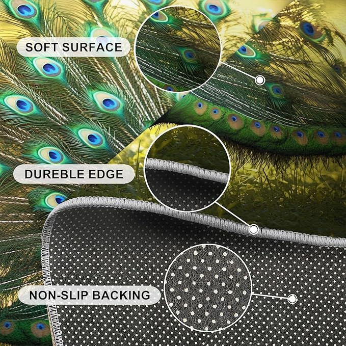 Peacock Rug 6x8-6x8 Rug, Wonderful Peacock Area Rugs for Bedroom, Nature Rugs for Living Room, Modern Style Washable Mat, Aesthetics Carpet - Peafowl Home Decor & Gifts