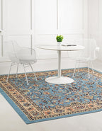 Unique Loom Sialk Hill Collection Area Rug - Washington (8' Square Light Blue/Navy Blue)