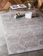 Unique Loom Trellis Frieze Collection Area Rug - Geometric (4' 1" x 6' 1", Light Gray/ Ivory)