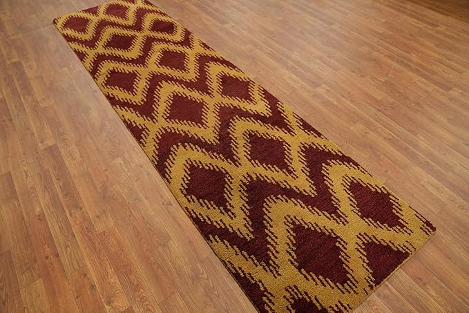 Modern Collection 9' 8'' X 2' 8'' Runner Rug Rug, All-Over 100% Wool Carpet for Home Décor, Foyer and Hallway