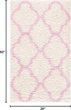 SAFAVIEH Dallas Shag Collection Accent Rug - 3' x 5', Ivory & Light Pink, Trellis Design, Non-Shedding & Easy Care, 1.5-inch Thick Ideal for High Traffic Areas in Foyer, Living Room, Bedroom (SGD257P)