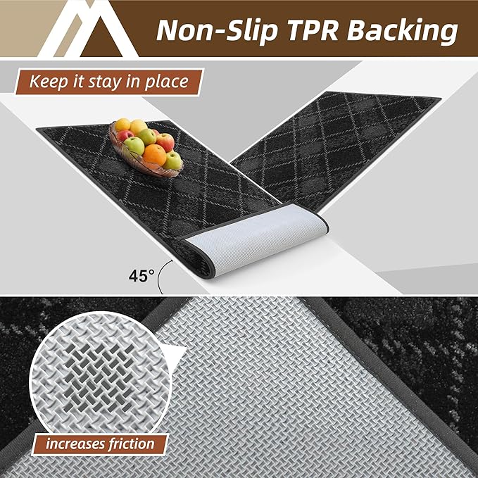 COSY HOMEER Plaid Door Mat 32" x 48",Dirt Trapper Entryway Rugs,Non-Slip Washable Farmhouse Doormat,Low Profile Welcome Mats for Paws Dark Grey