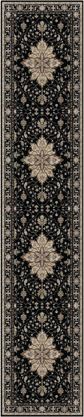 Area Rugs 2'6''x14' Washable Non-Slip, Floral Vintage Distress Print Pattern Medallion Carpet for Living Room Bedroom Dining Room, Black Brown Neutral Dark Tan