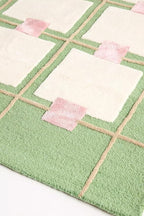 Greer Wool Area Rug - Soft Hand-Tufted Geometric Design with Pink and Green Color Palette, Perfect for Modern Home Decor (9x13 Ft)