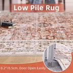 Deerly Machine Washable 5x7ft Area Rugs, Non Slip Large Rug for Living Room Bedroom Dining Room, Low-Pile Kid & Pet Friendly Distressed Carpet Print Floor Rug(Brick Red)