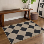 Checkered Easy Jute Entryway Rug 2x3 Indoor Outdoor Front Door Mat Washable Non Slip Farmhouse Neutral Low Pile Small Rug for Entryway Proch Kitchen