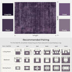 Kokia Abstract Area Rugs 8x10 Bedroom Soft Living Room Rugs Washable Distressed Vintage Comfy Carpet with Non-Slip Backing for Farmhouse Home Office Room Decor, Purple Rug, Oslo Dusty