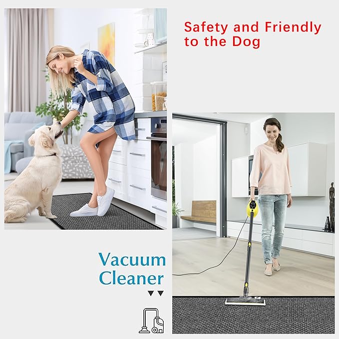 8FT Jute Runner Rug for Hallways Non Slip, Rubber Backed Long Laundry Room Mat Hall Rug Runner Carpet Non Skid, Black