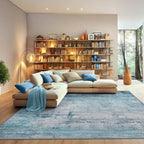 Abstract 4x6 Area Rug Washable Soft Non-Slip Carpet for Entryway Living Room Dining Room Bedroom - Abstract Teal/Grey