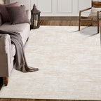 RUGSREAL Washable Rug 10x13 for Living Room Modern Abstract Area Rug Non-Slip Large Contemporary Bedroom Rug Stain Resistant Aesthetic Accent Floor Carpet Foldable Solid Rug for Home Office, Beige