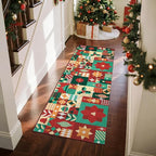 jinchan Christmas Runner Rug 2x6 for Entryway Washable Christmas Kitchen Rug Xmas Geometric Floor Mat for Hallway Non-Slip Soft Carpet Festive Red-Green Holiday Patch Decor for Bathroom Porch Bedside