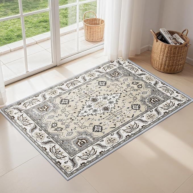 Small Area Rug 2x3ft Entryway Rug Non-Slip Washable Area Rugs Indoor Door Mat, Thick Faux Wool Carpet Kitchen Rugs with Rubber Backing for Bedroom, Kitchen, Room Entry