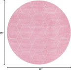 Unique Loom Trellis Frieze Collection Area Rug - Geometric (8' Round, Light Pink/ Ivory)