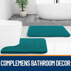 OLANLY Bathroom Rugs 24x16, Extra Soft Absorbent Chenille Bath Rugs, Rubber Backing Quick Dry, Machine Washable Bath Mats for Bathroom Floor, Tub and Shower, Home Decor Accessories, Deep Lake