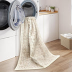zesthome 4x6 Rug - Stain Resistant Washable Rug, Anti Slip Backing Rugs for Living Room, Foldable Vintage Small Area Rugs (Cream/Beige,4'x6')